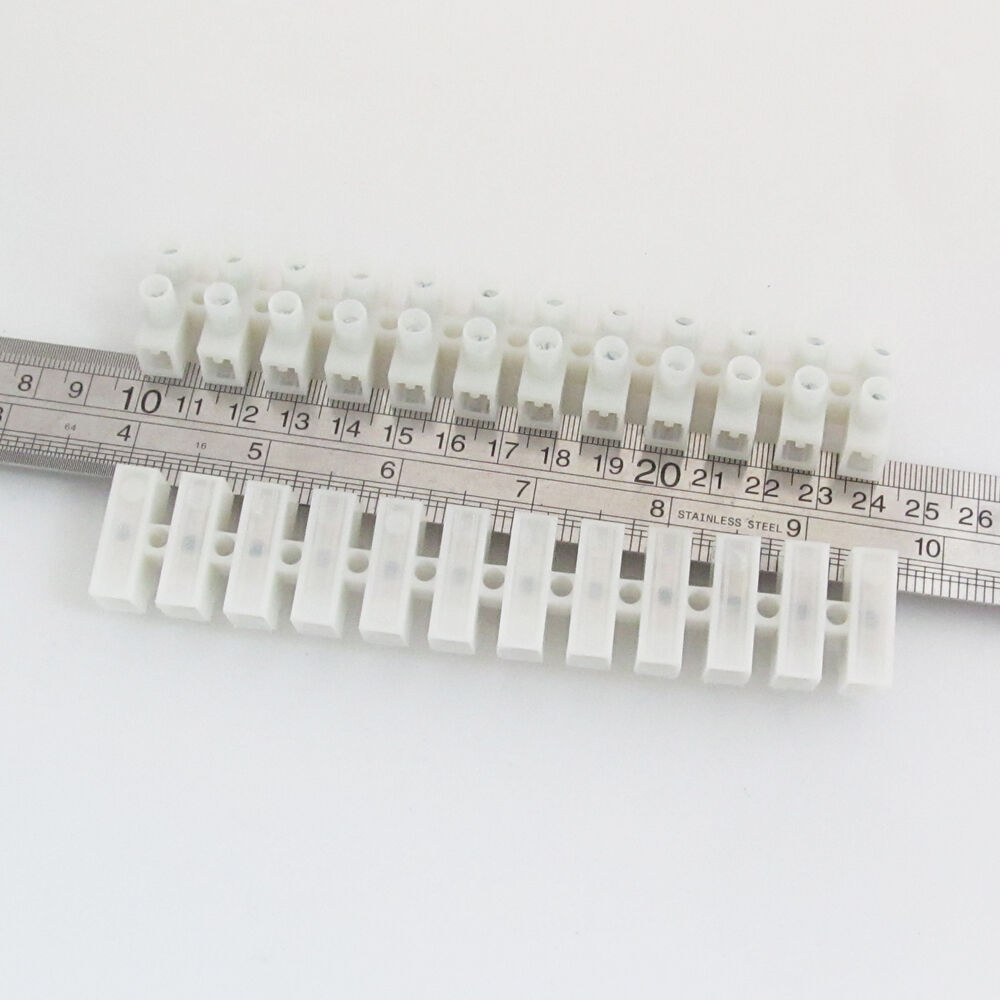 10x Electrical 12 Pole Way Barrier Terminal Strip Block Pitch 12mm 600V 22-8AWG