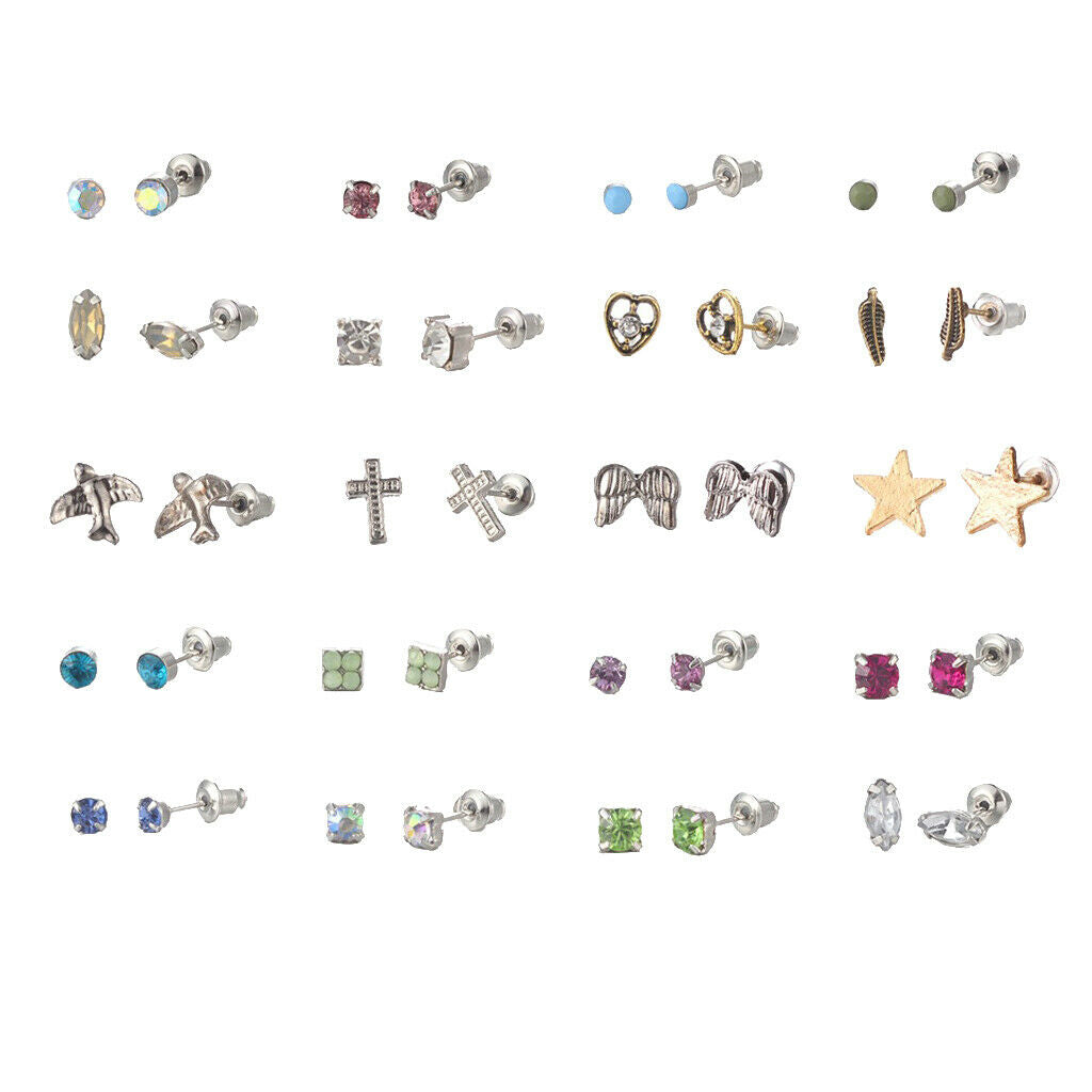20 Pairs Minimalist Women Teens Girls Ear Studs Earrings Fashion Jewelry Set