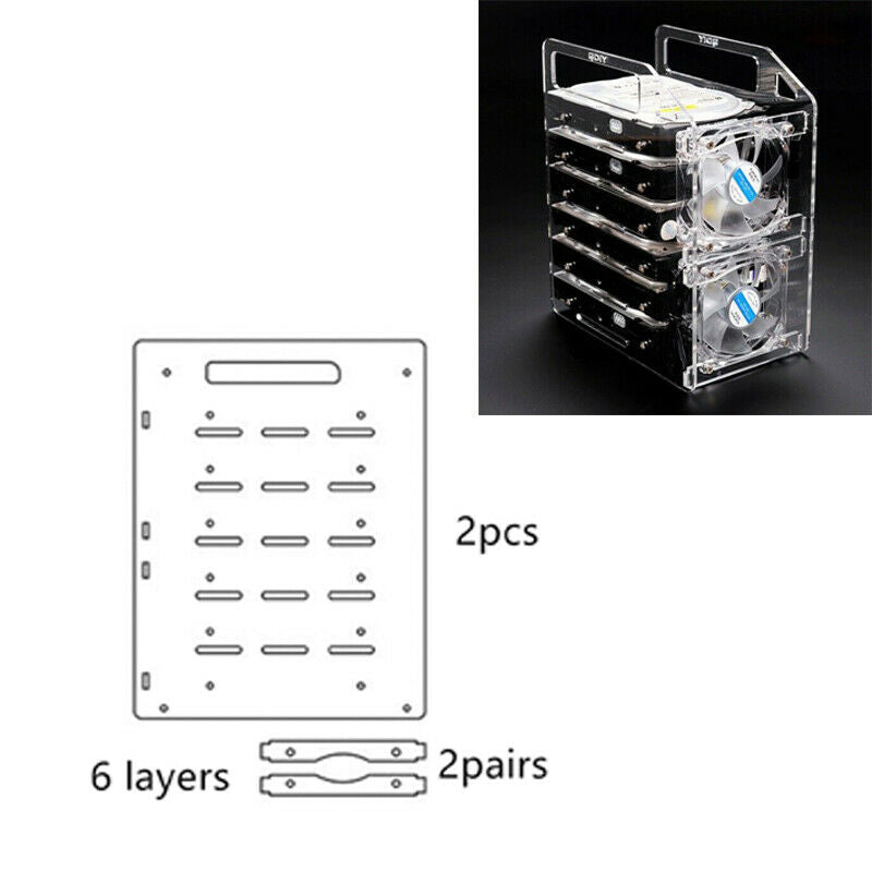 6 Layers Enclosure Disk Bracket Test Bench Case Set Tool Hard Drive 3.5inch HDD