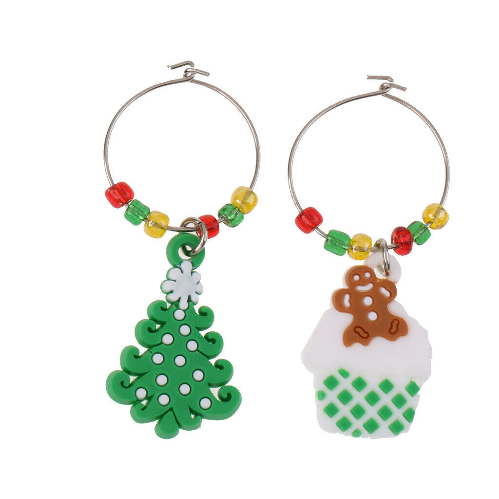 12pcs/Set Wine Glass Charm Rings Earring Beading Hoop Party Favor