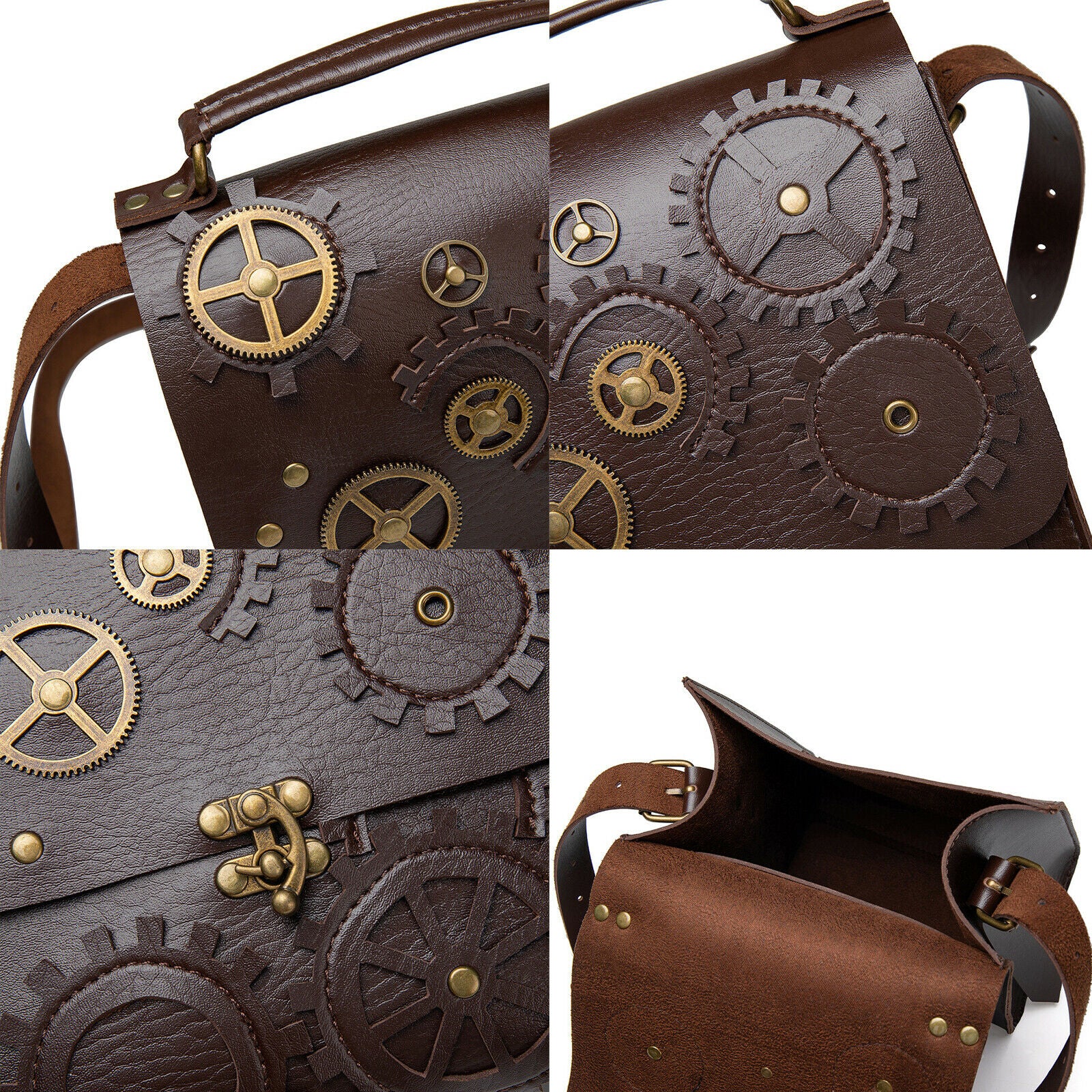 Womens Steampunk Gothic Bags Hip Faux Leather Crossbody Shoulder Handbag Rock