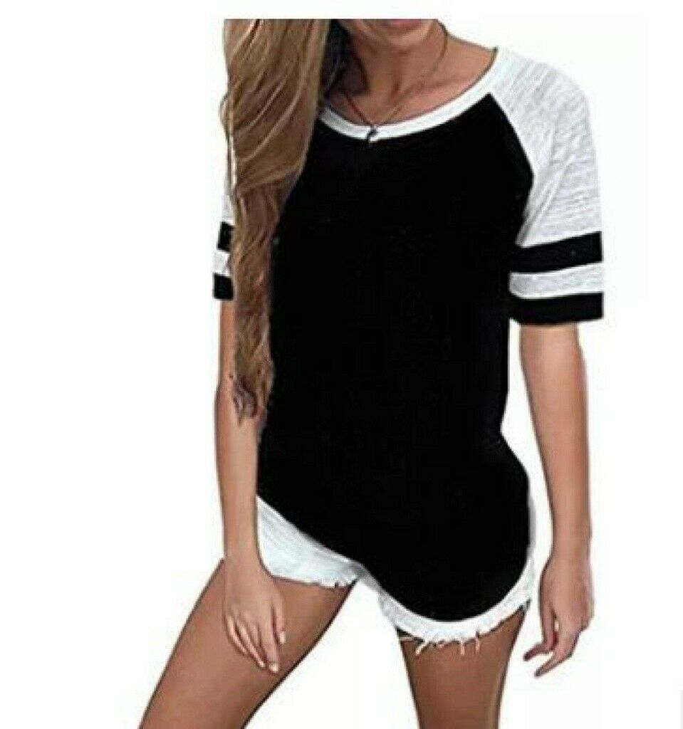 Women Lady Summer Cotton Short Sleeve Casual Shirt Tops Blouse T-Shirt Tee