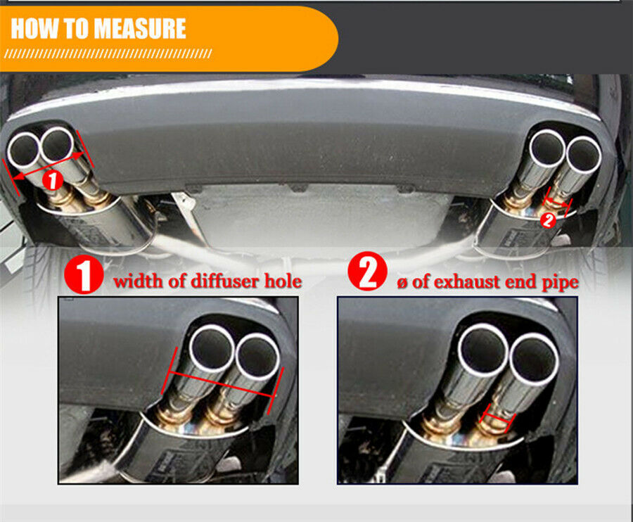 1 Piece 63mm×89mm H Style Glossy Black Stainless Steel Right Side Car End Pipes
