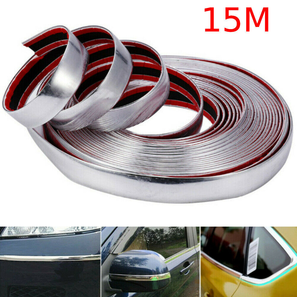 15Mx20mm Car Chrome DIY Moulding Trim Strip For Grille Window Door Bumper Mirror