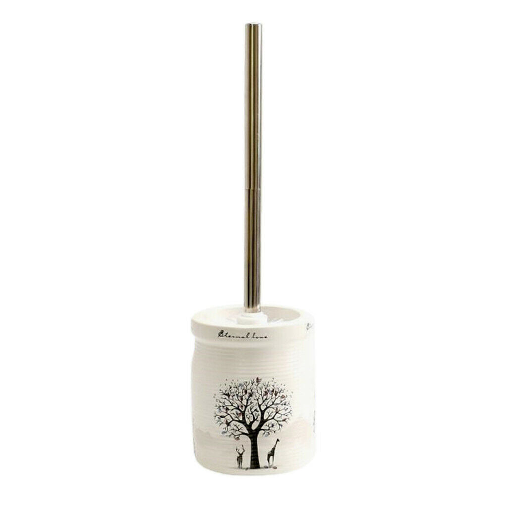 Nordic Toilet Ceramic Cleaning Brush W/ Handle Base For Bathroom Toilet
