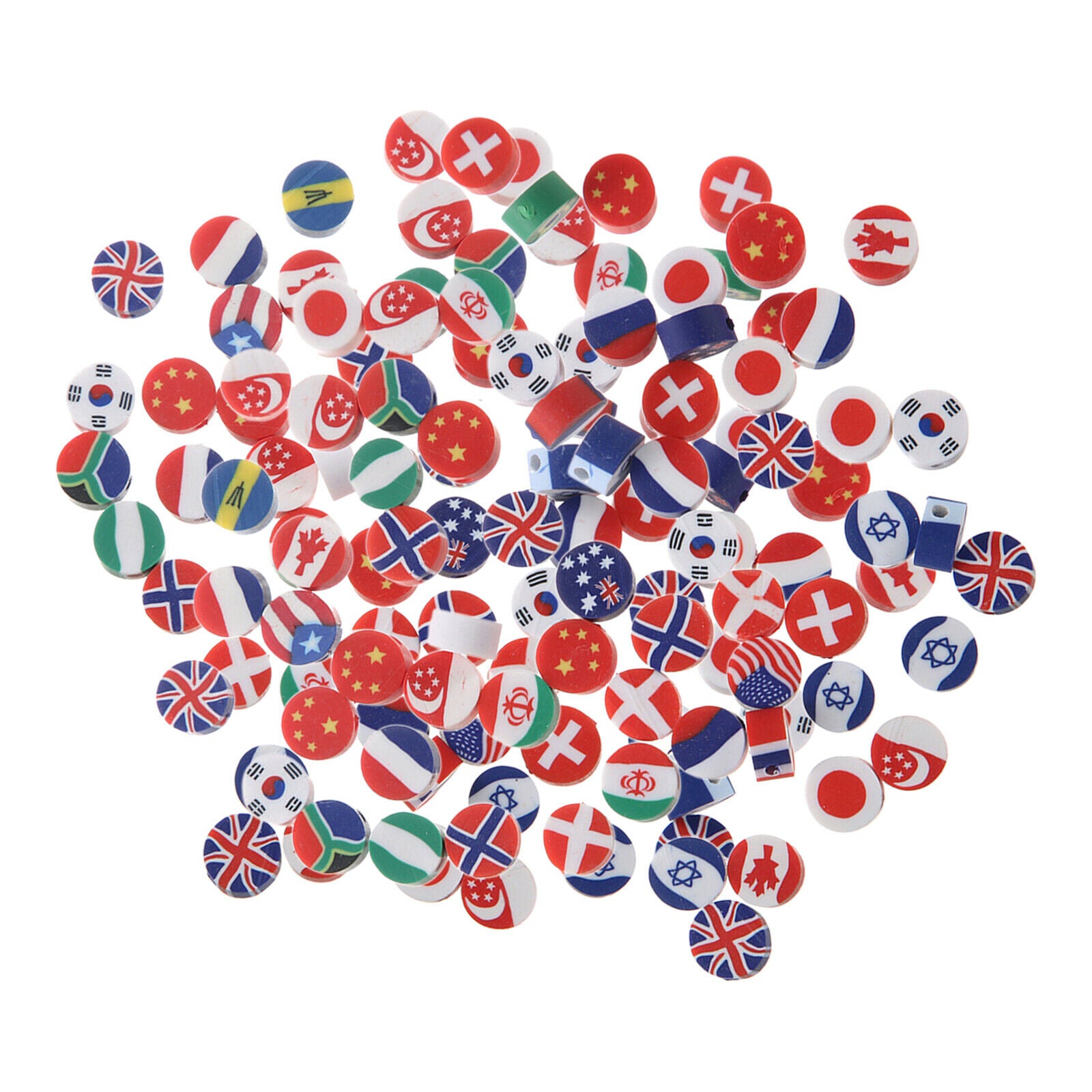 Clay National Flag Beads Flat Round Disc Beads Handmade Jewelry Marking 10mm