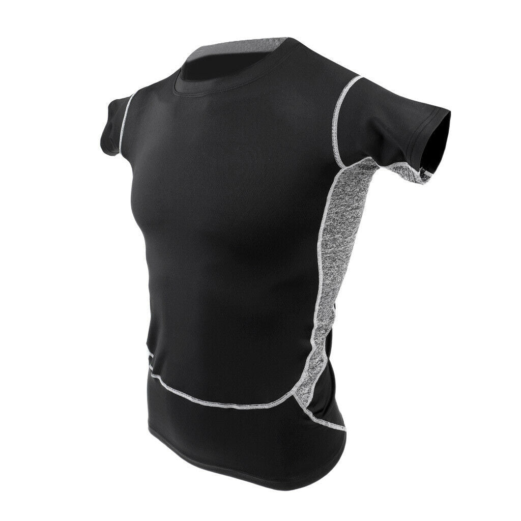 Men's Compression Short Sleeves Fitness Sports T-Shirts Bodybuilding Black