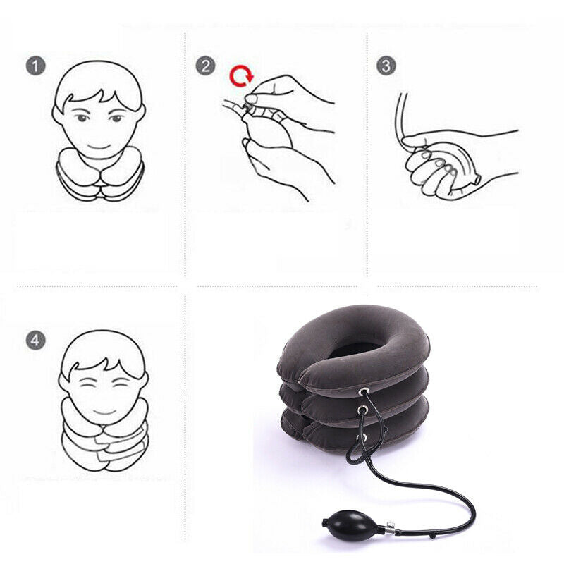 Car Office Inflatable Travel Cervical Air Neck Pillow Head Rest Shoulder Support