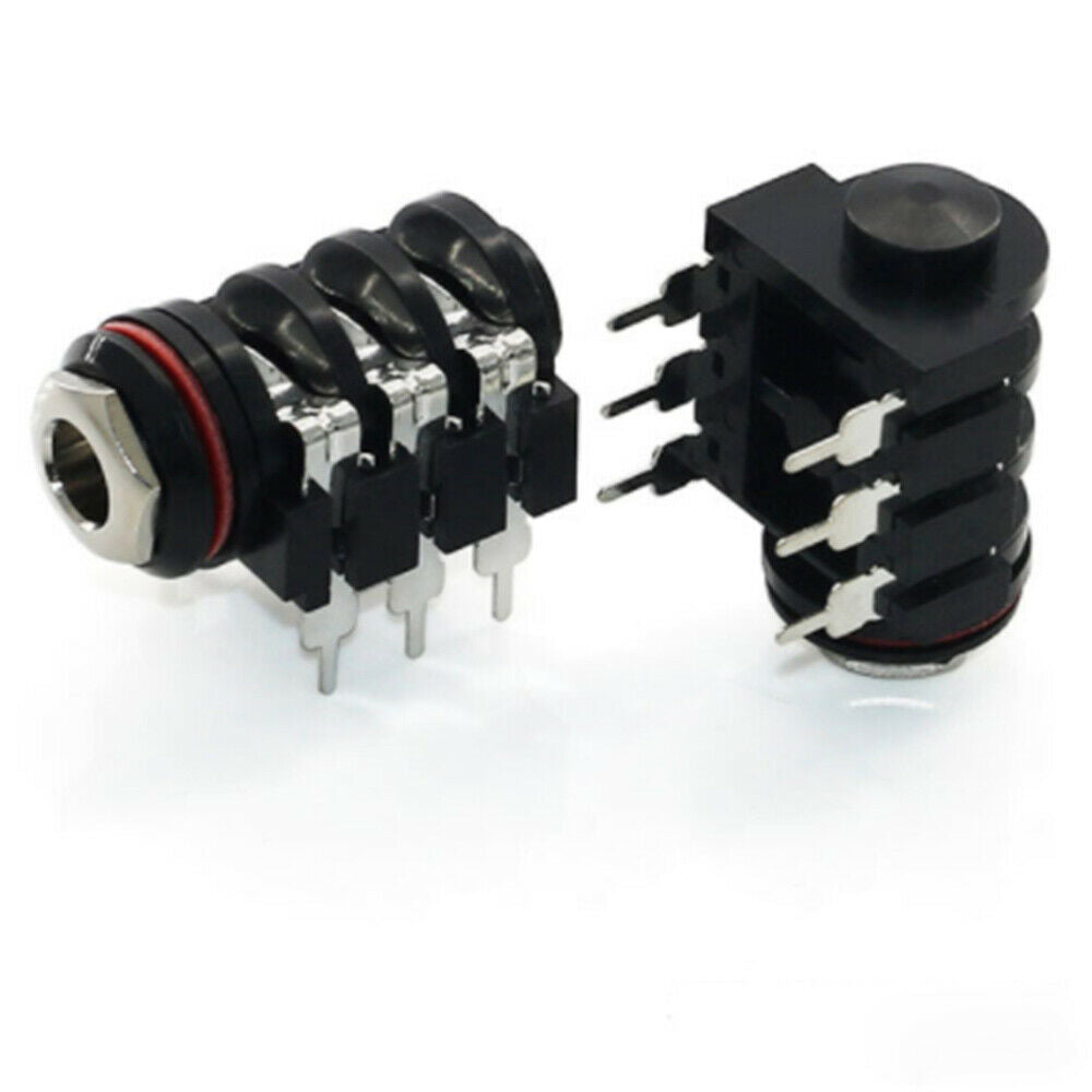 5Pcs 6.35mm Stereo Audio Socket Jack Connector PCB Solder Right Angle Tip Sleeve
