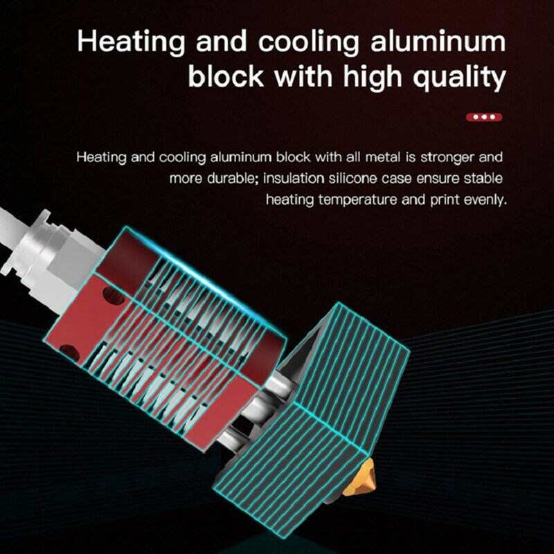 Hotend Kit for MK8 Extruder,Heating Block with Silicone Cover and 5 X0.4mm NozL2