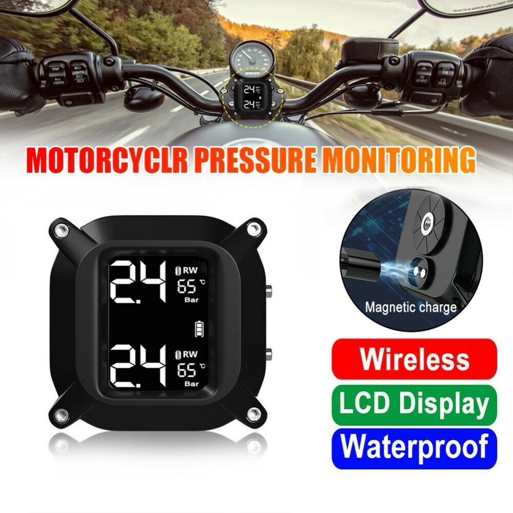 Tire pressure monitoring system with 2 Tmps sensor for motorcycle campers