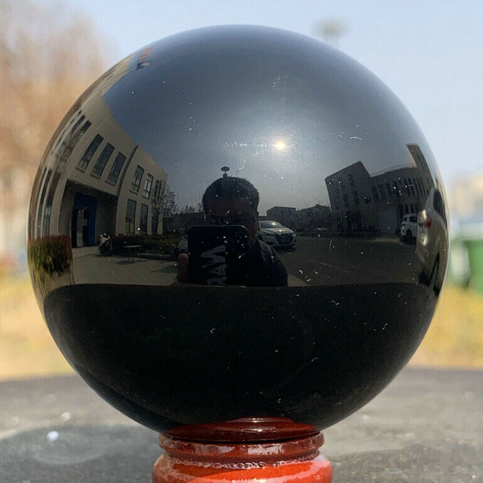 60mm Natural Black Obsidian Sphere Crystal Ball Healing Stone + Free Stand