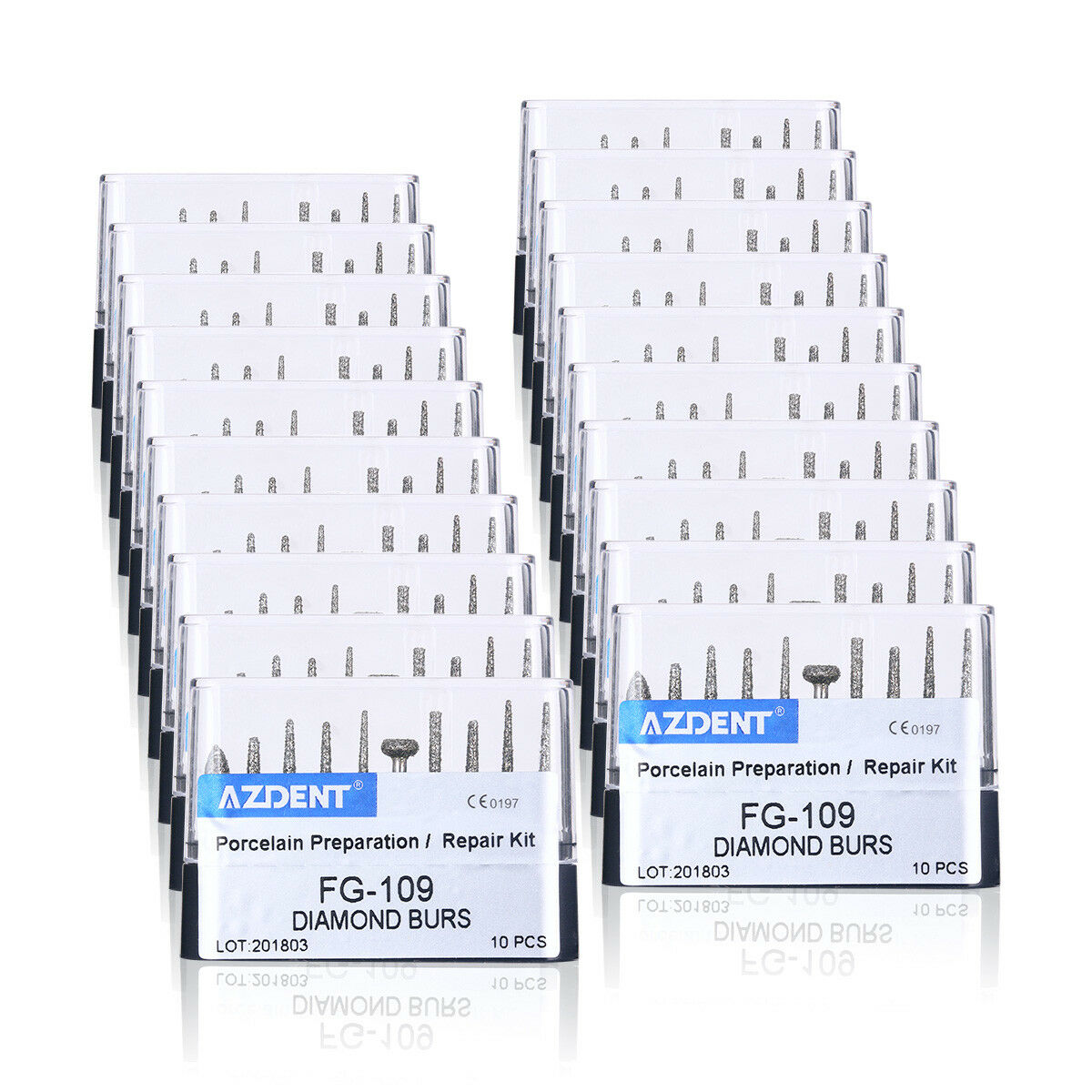 50X AZDENT Dental Diamond Burs FG-109 Porcelain Preparation Repair 10pc/pack