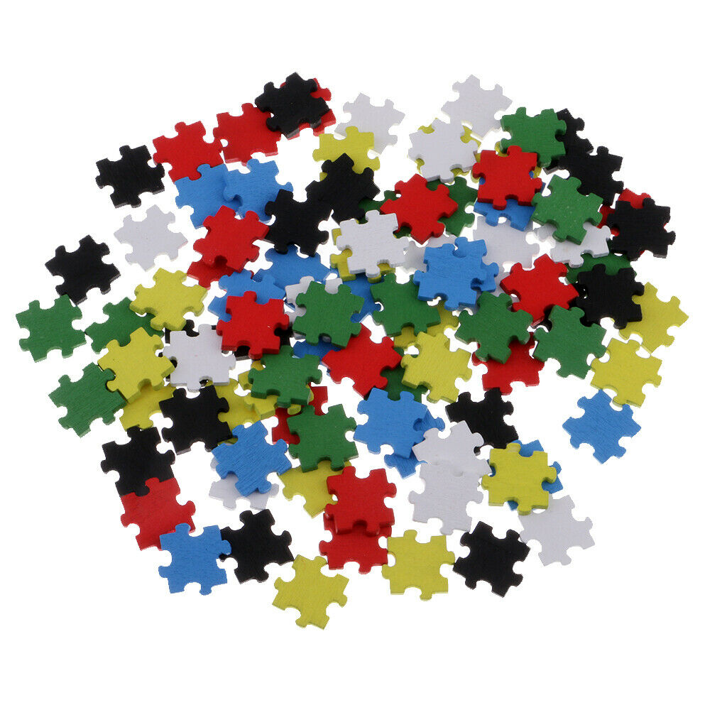 100 Pieces Assorted Wooden Puzzles Educational Toys Decoration Scrapbooking