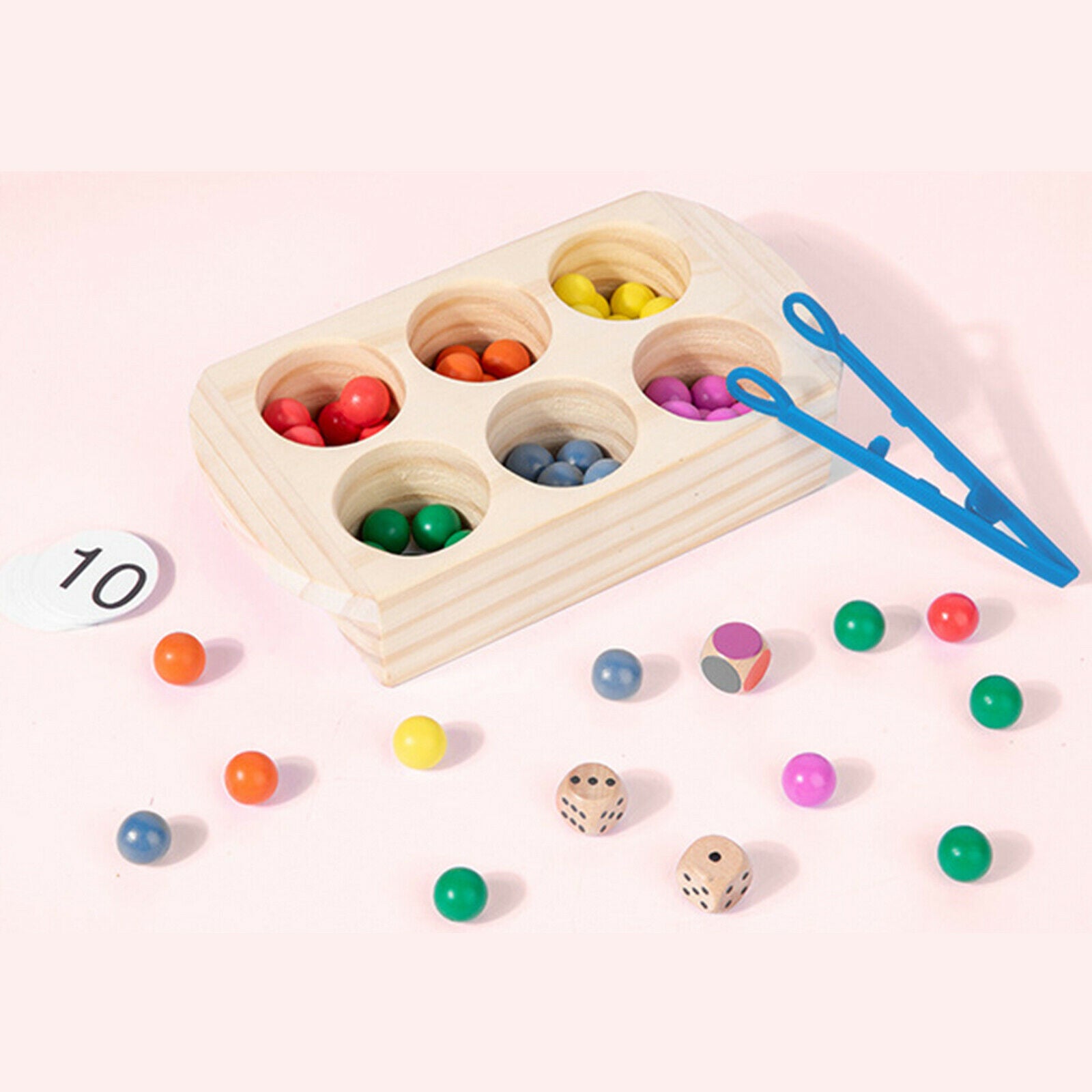 Wooden Counting Bead Montessori Color Matching Early Memory Fun Sensory Toys
