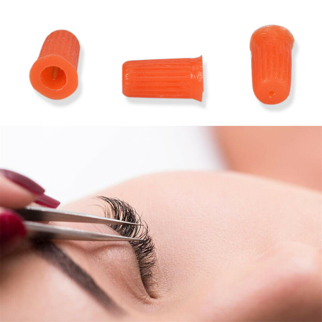 10pcs Eyelash Caps, Glue Bottle Locking Needle, Red Eyelash Extension Tool, Fits