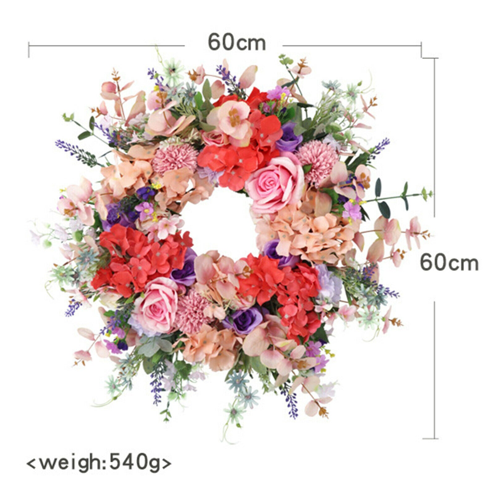 Rose Wreath Greenery Hanging Wall Front Door Large Garland Festival Decor