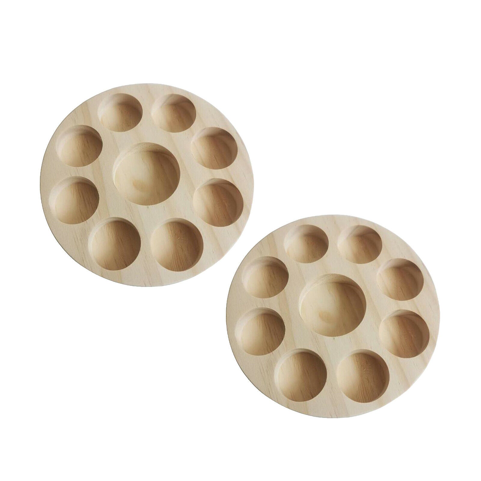 2Pcs Round Wooden Essential Oil Display Stand Rack Organizer Perfume Holders