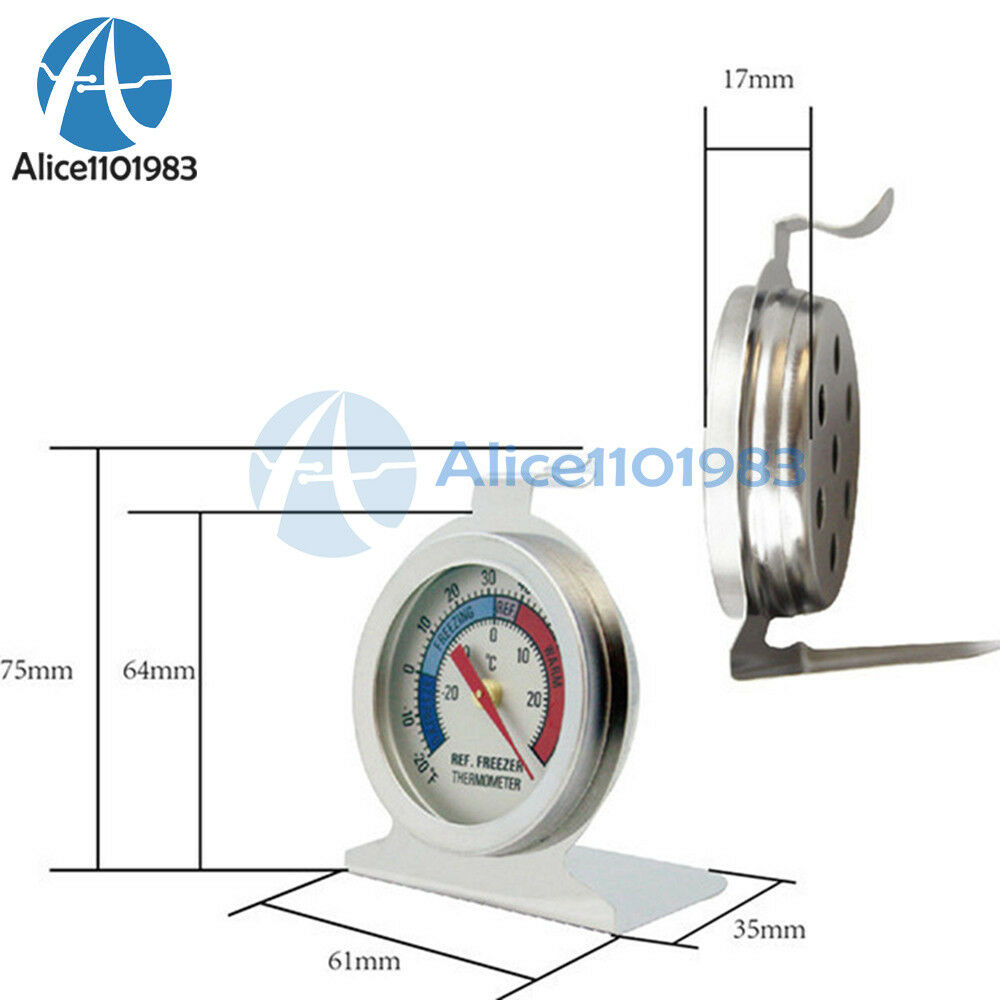 Useful Temperature Refrigerator Freezer Dial Type Thermometer Stainless Steel