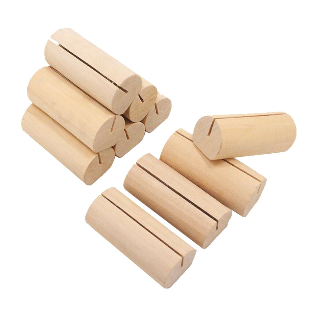 50x Rustic Wood Place Card Holder Natural Wooden Bark Memo Holder Stands Table