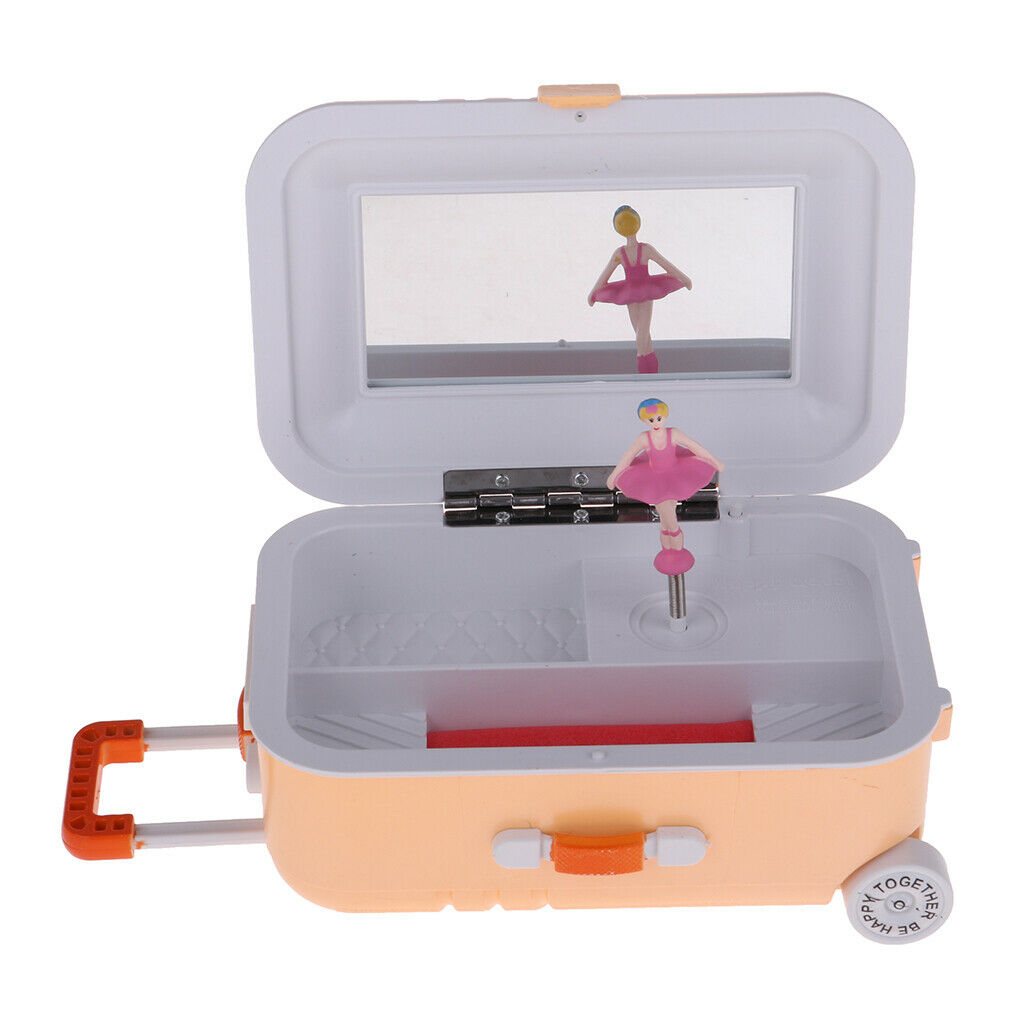 Ballerina Music Box Suitcase Shaped Mechanism Musical Box Gift Orange