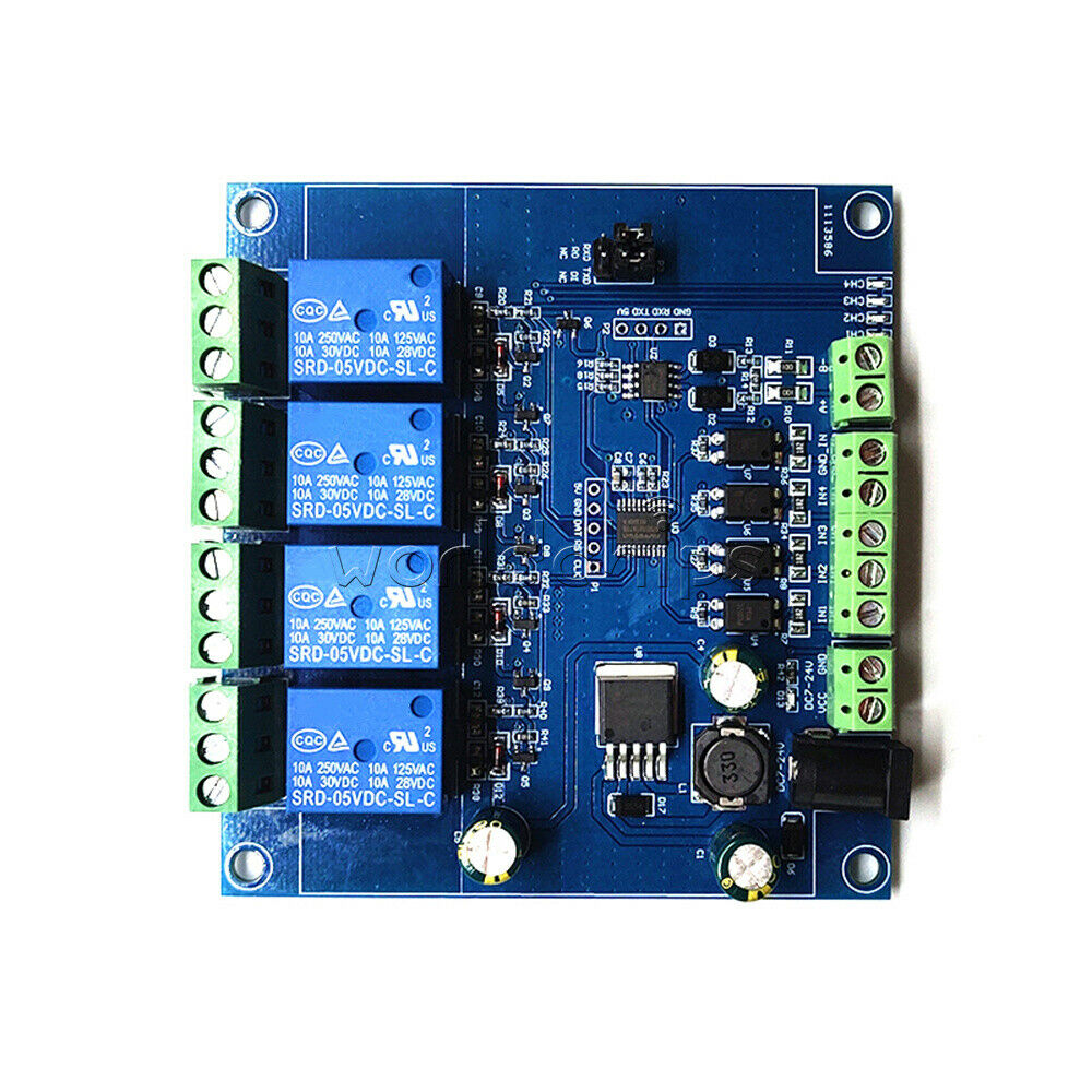 DC 7V-24V Modbus RTU 4 Channel Relay Control Switch RS485/TTL UART Module