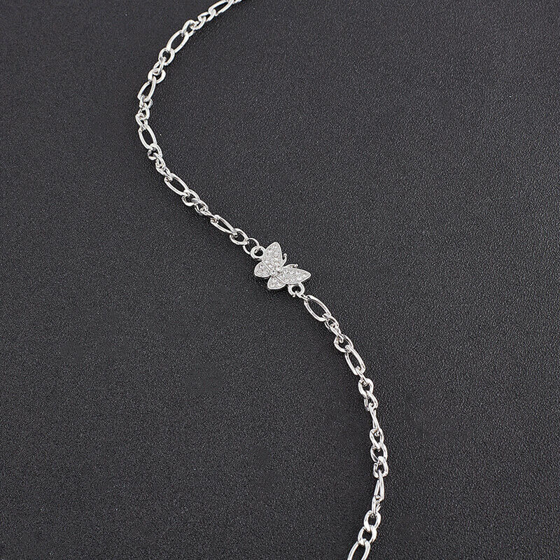Shiny Zircon Butterfly Pendant Choker Clavicle Necklace Jewelry For Women G Qx