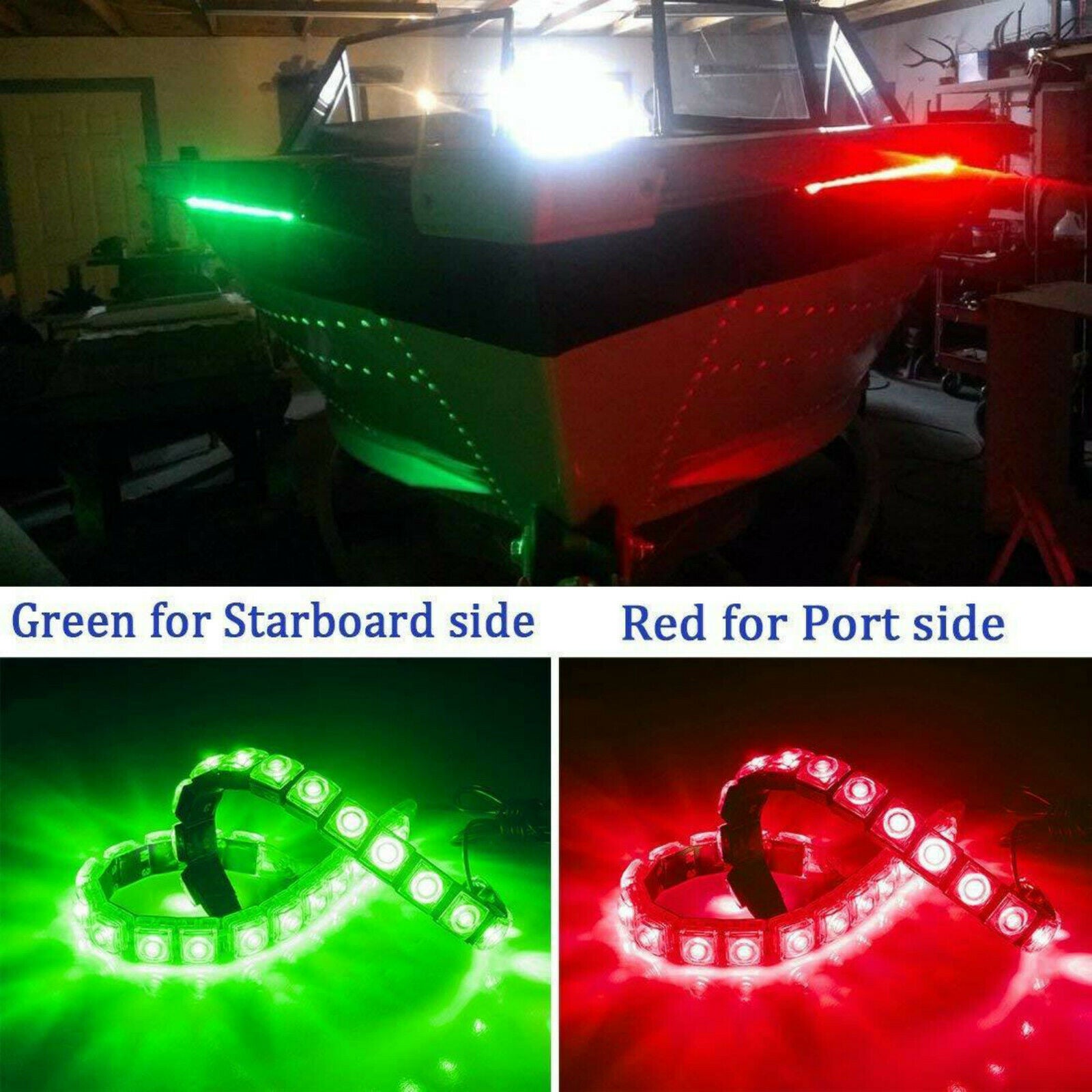 2Pcs Red Green Navigation 18 LED Marine Bow Boat 12V Yacht Pontoon Bright Lights