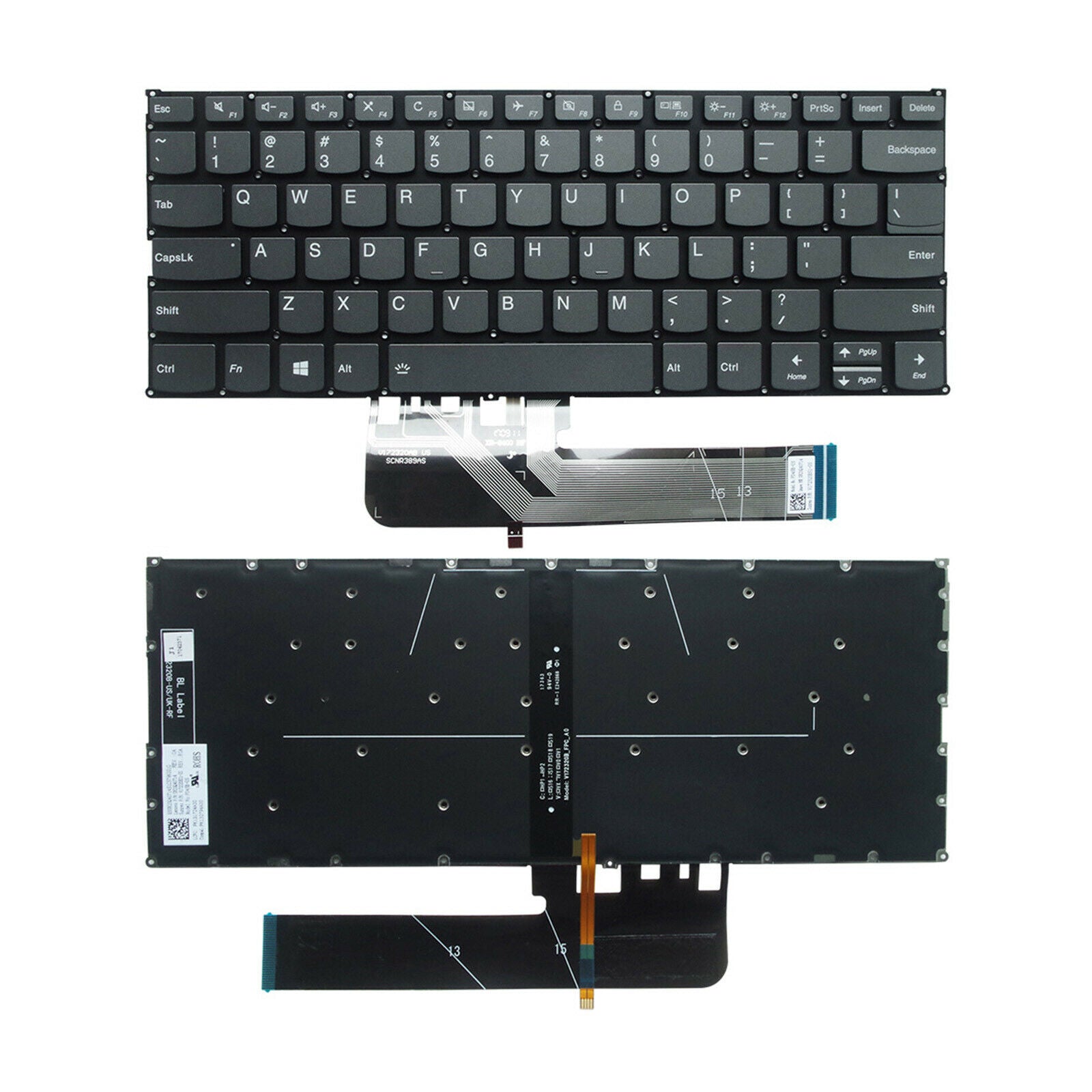 New Keyboard US Layout with Backlight For Lenovo Yoga 530-14 530-14ARR Gray