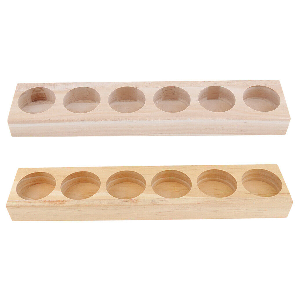 2 Pcs Wooden Essential Oil Displaying Storage Organizer Rack Hold 6x Oil Bottle