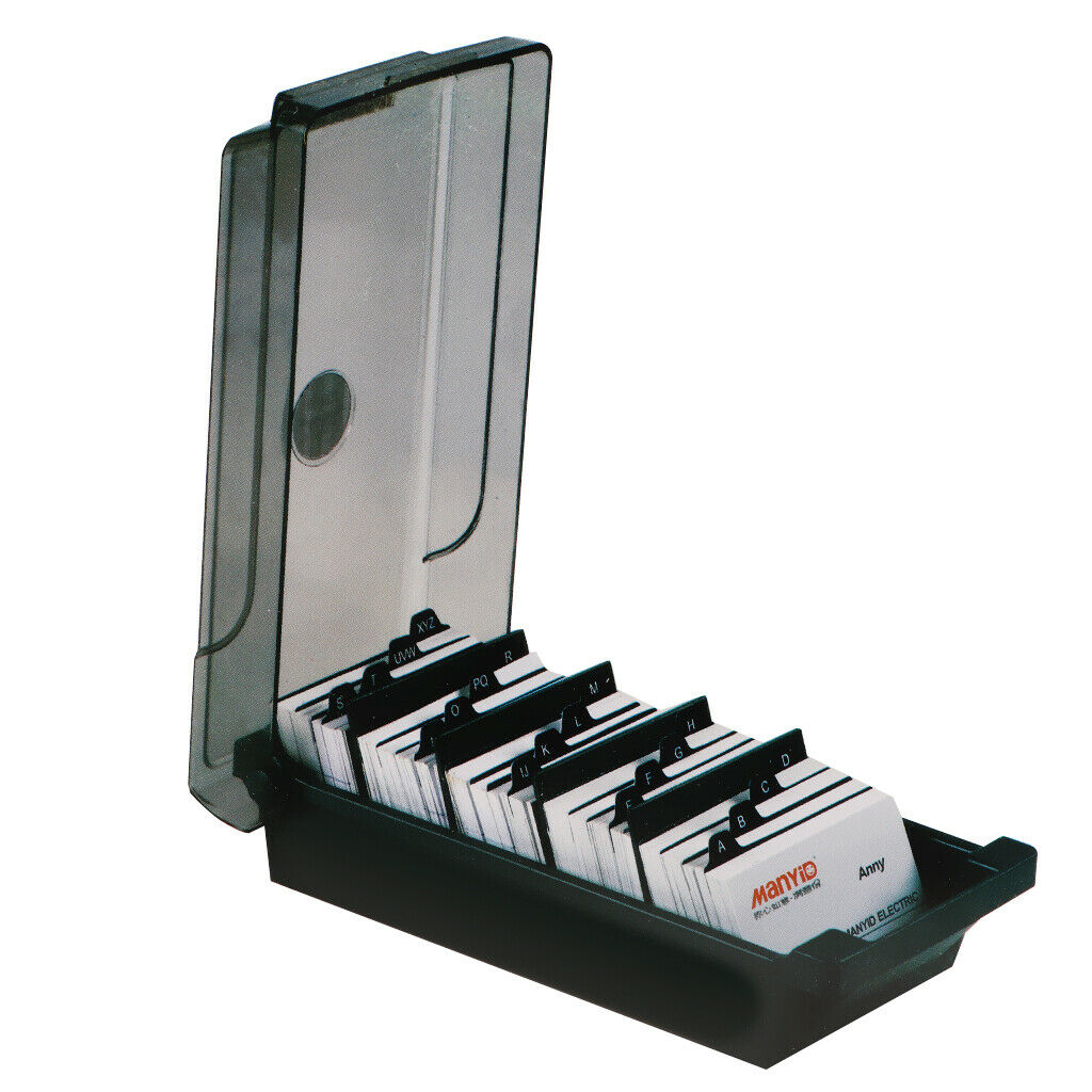 Business Card Holder, Business Card Organizer Box with Divider Index Tabs