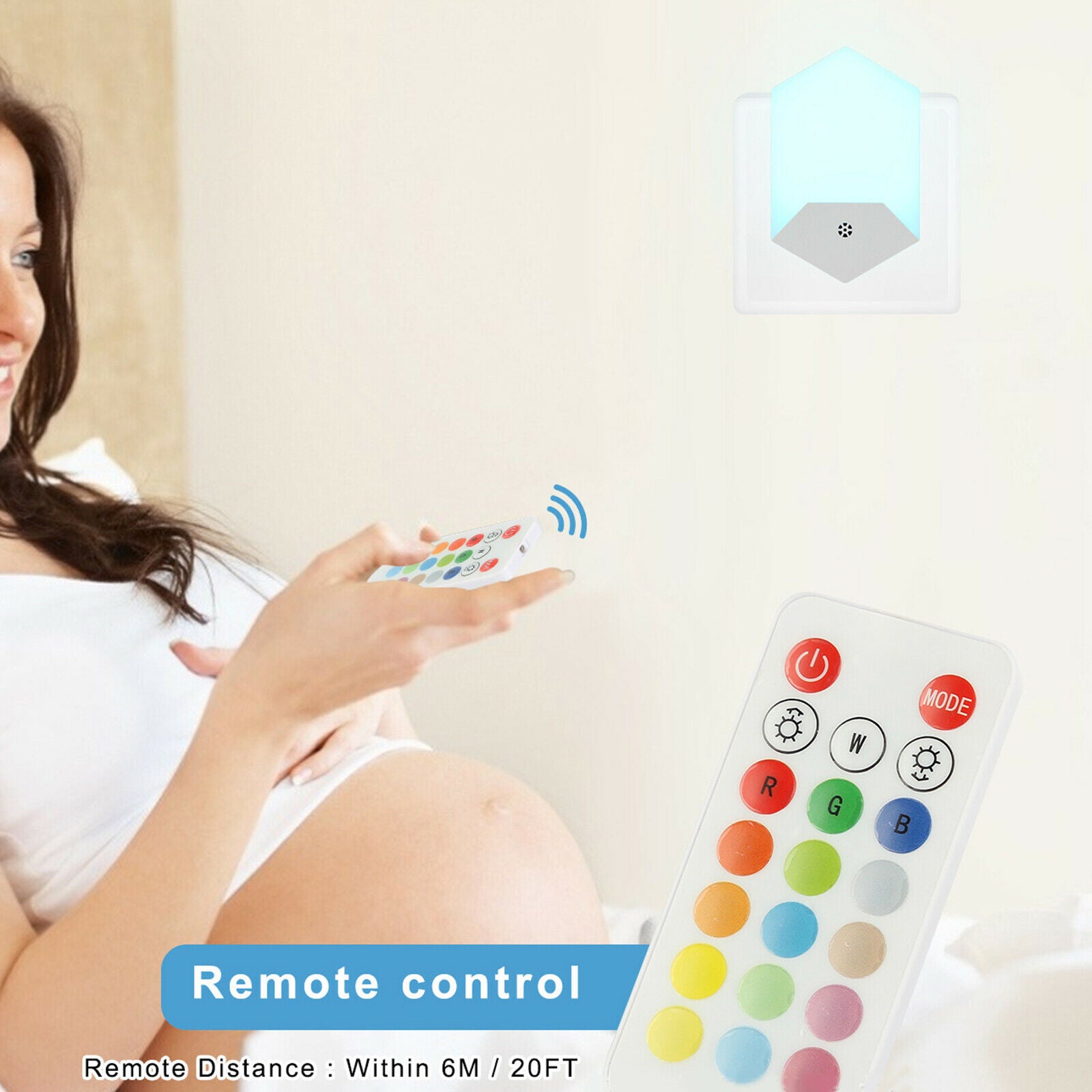 Decorative Plug in LED 16 Colors Night Light Lamp Energy Saving Auto On/Off