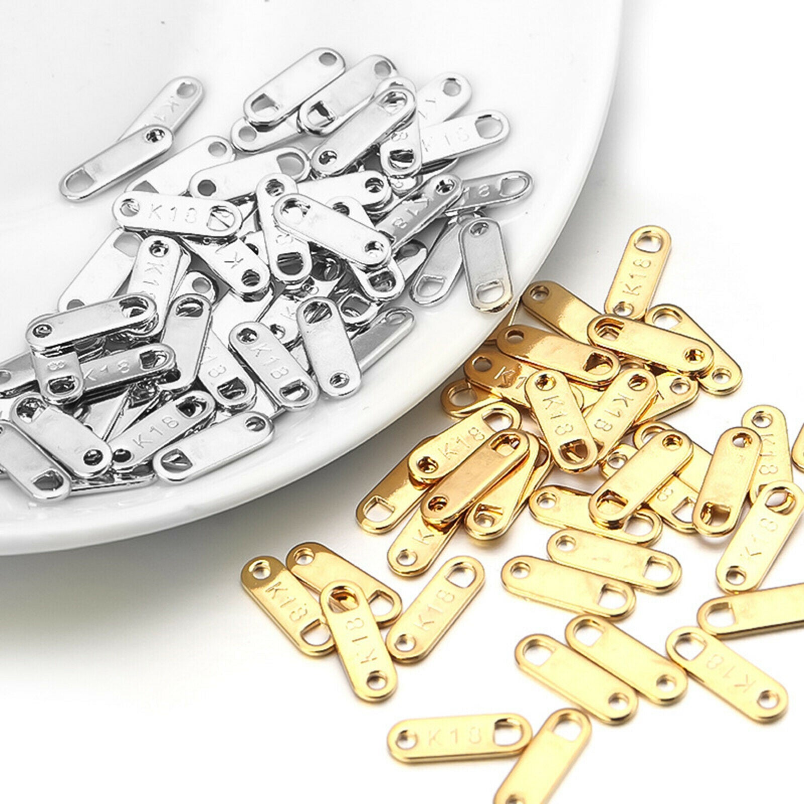 60Pcs Engraved Pendant Charms Tail Chain Tags DIY Keychain Jewelry Findings
