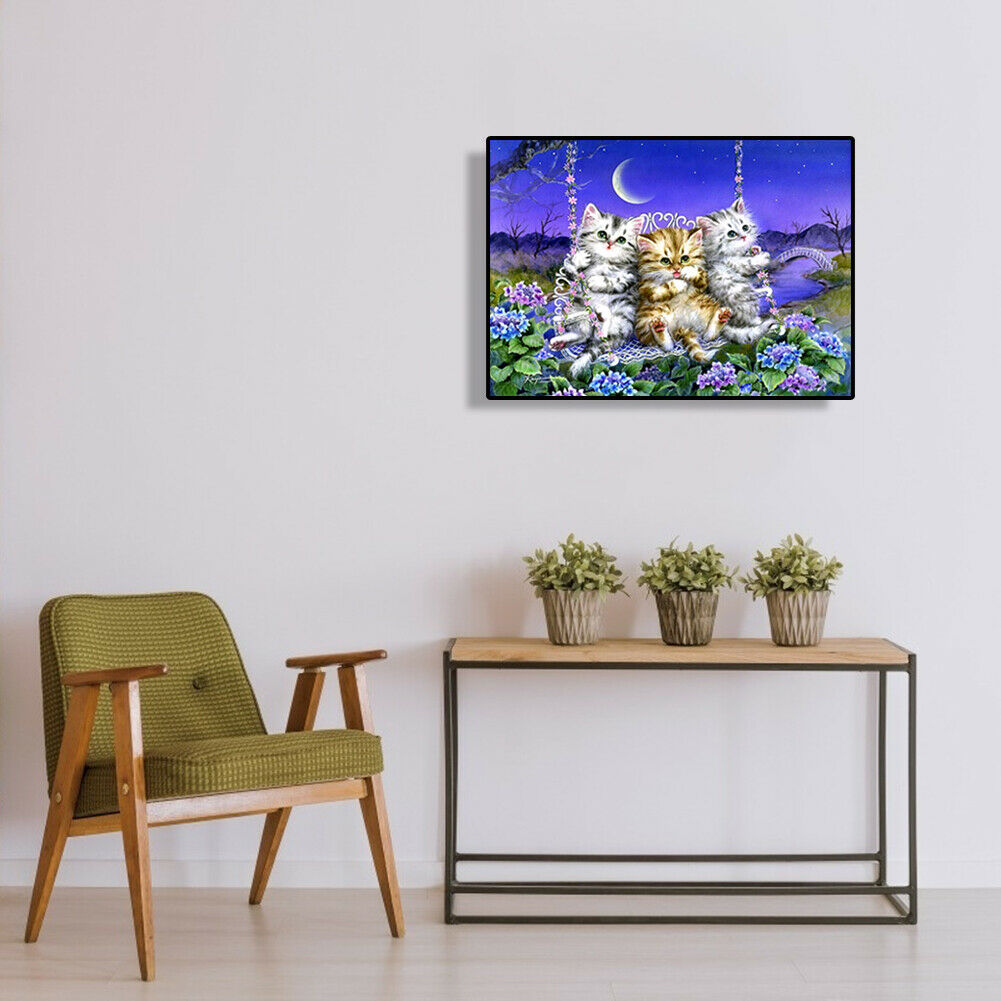 Three Kittens Diamond Painting Cross Stitch DIY Mosaic Embroidery Picture @