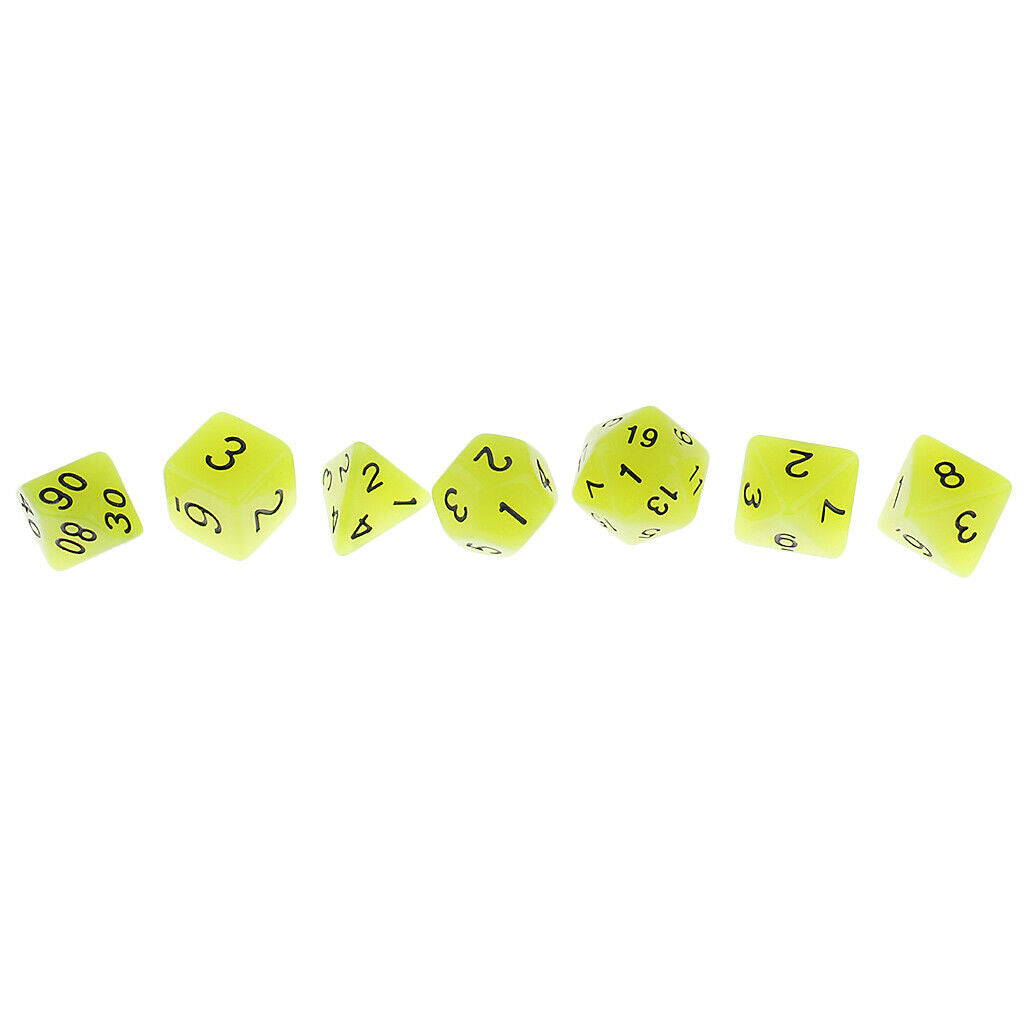 14 Pieces Multi-sided Dice Glow in the Dark for Party Bar Game Accessory