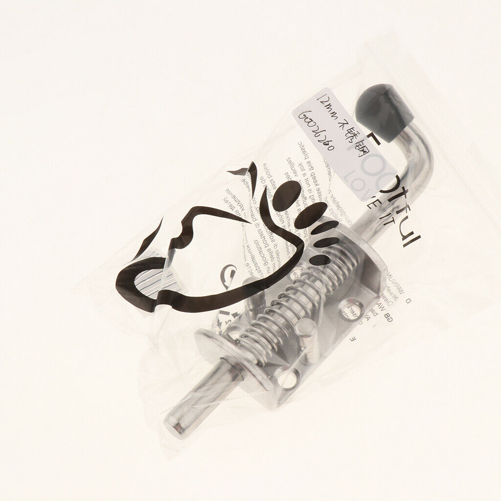 Heavy Duty Spring Latch Barrel Bolt with Axle 12mm 304 Stainless Steel