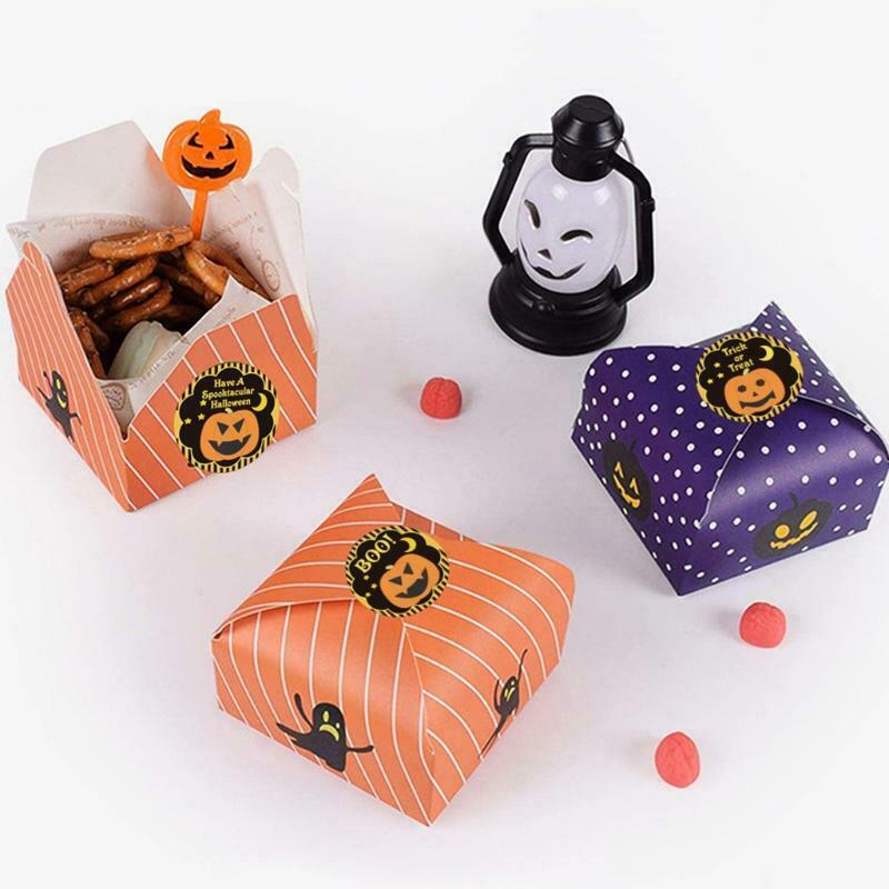 500 Pcs Round Halloween Label Stickers Pumpkin Present Package Decor Craft
