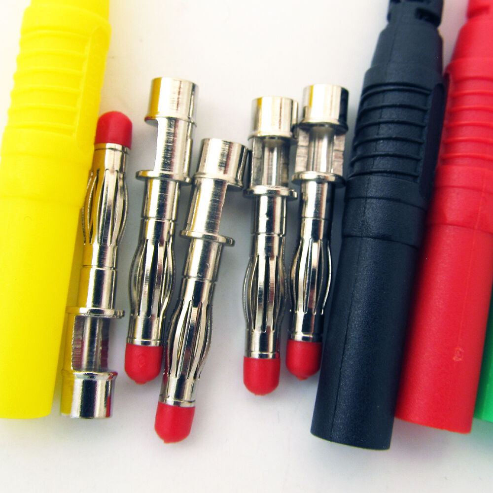 4sets 5 colors 4mm Brass Insulated Banana Plug Shrouded Cable Plug Connector