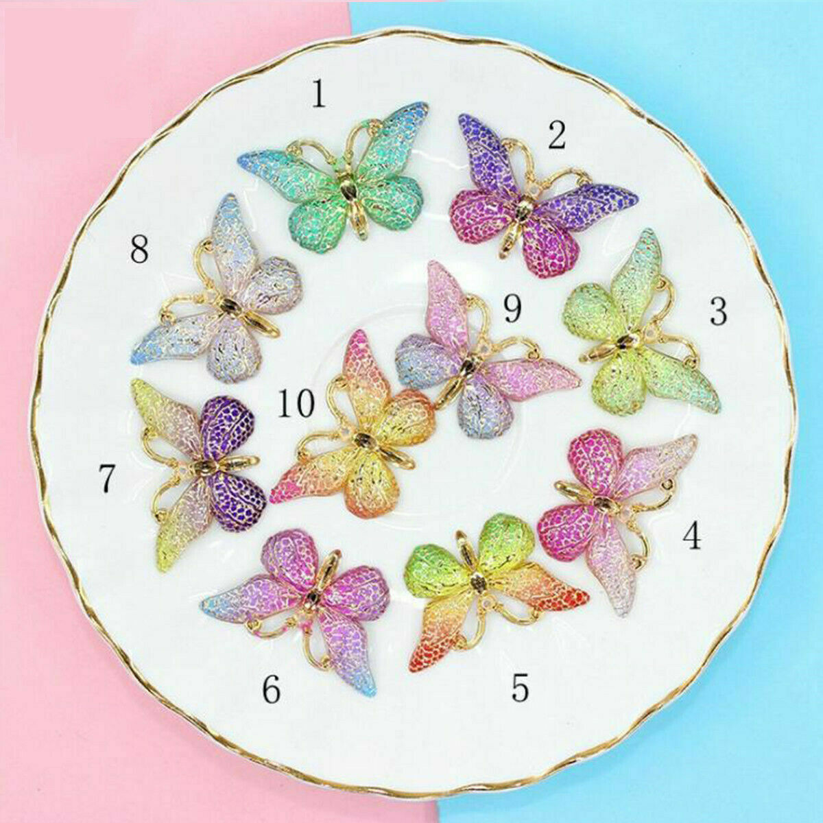 10PCS Butterfly Pendants Colourful Enamel Charm Animal Fit DIY Jewellery Making*