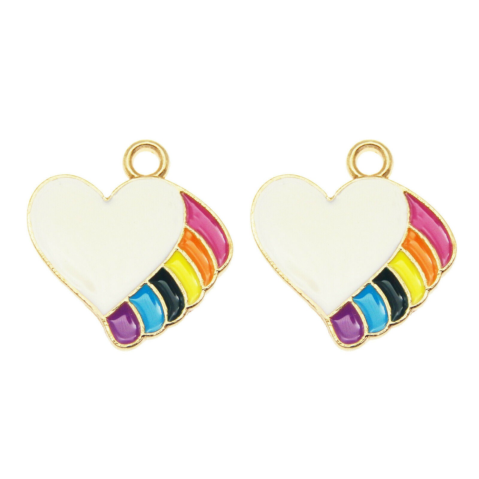 16 pcs Colorful Enamel Charm Heart Shape Alloy Pendant Earring Dangle 18*18mm