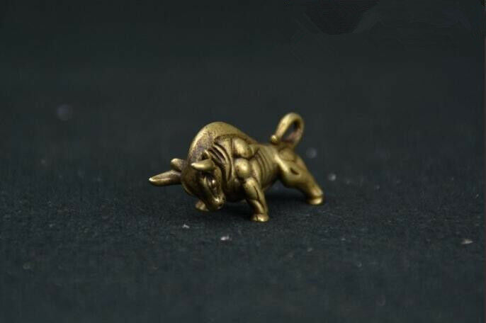 Chinese Pure brass Wall Street bull small statue