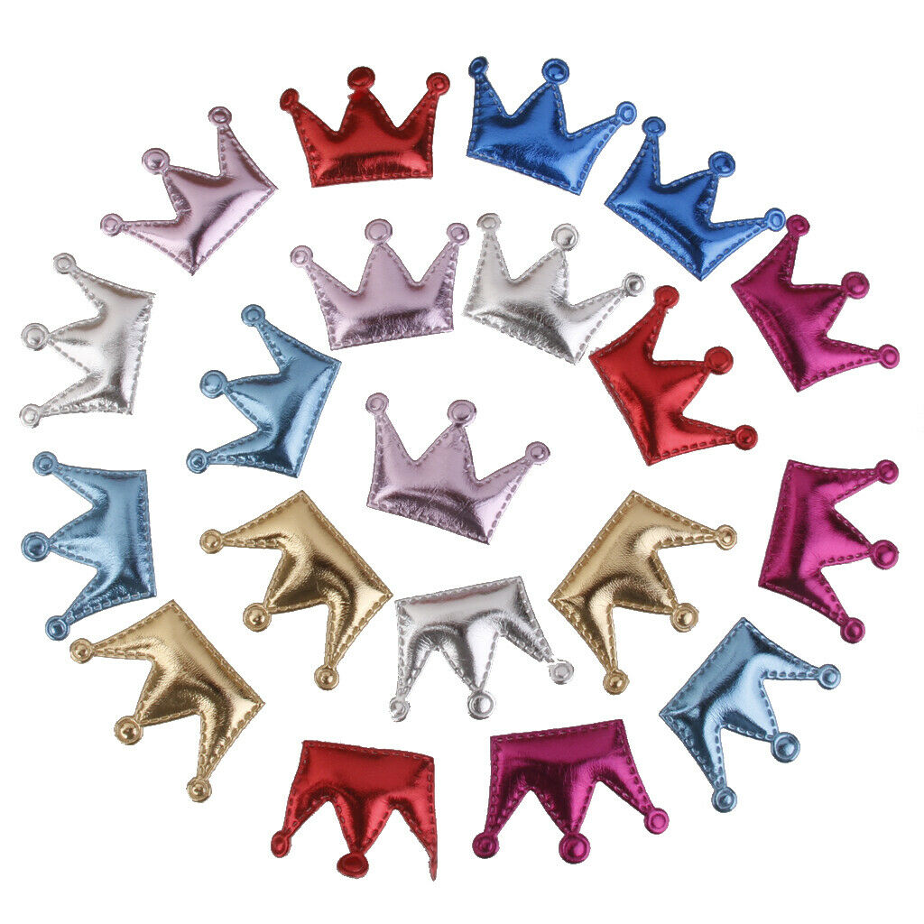 20pcs PU Crown Hair Clips Making For Baby Girls