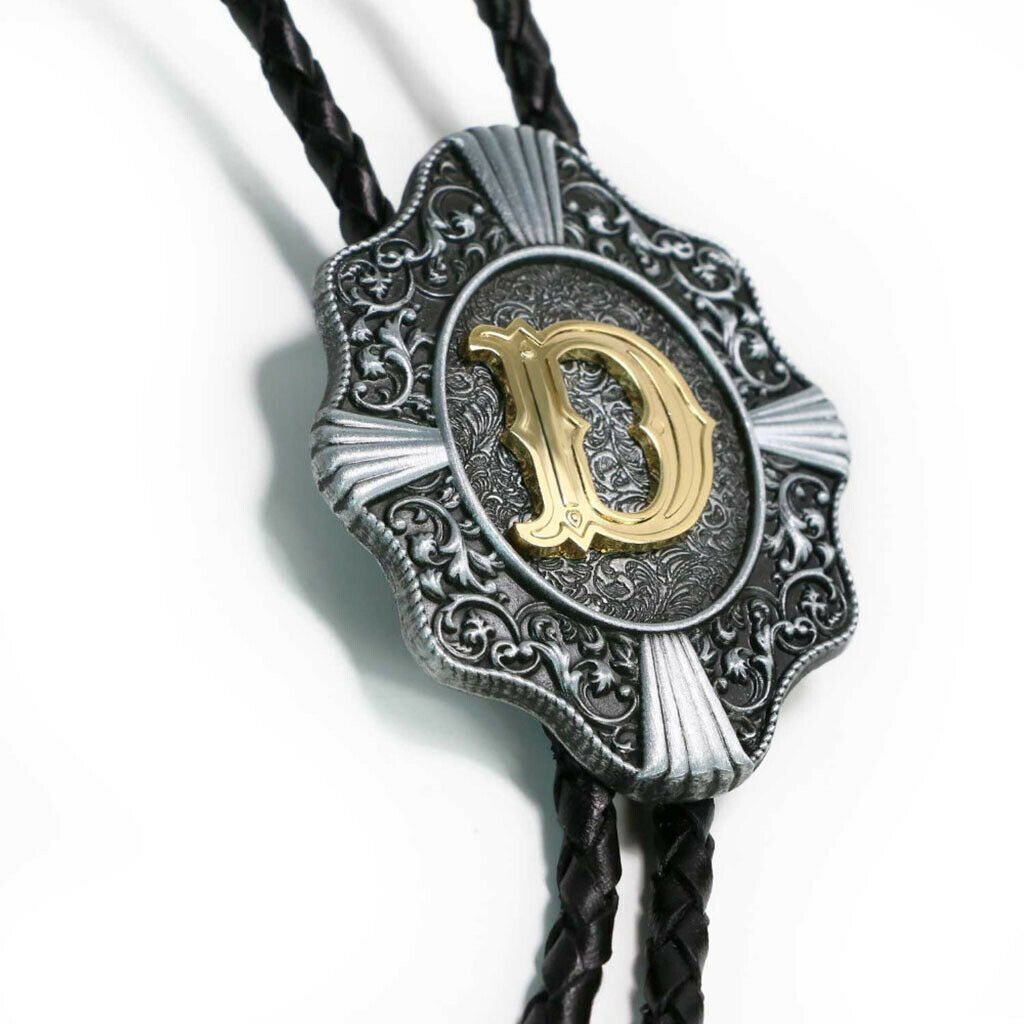 3 Pieces Initial Letter A C D Western Cowboy Rodeo Bolo Tie man Ornaments