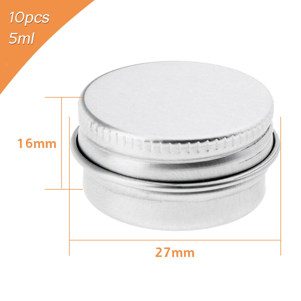 10x Lip Balm Tins Screw Lid Candles Mints Salves Beans Glitters Beads Jars