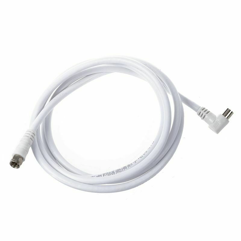 White 6.6ft 9.5mm 90 Degrees Male to F type Male Coaxial TV Satellite Antenna M4
