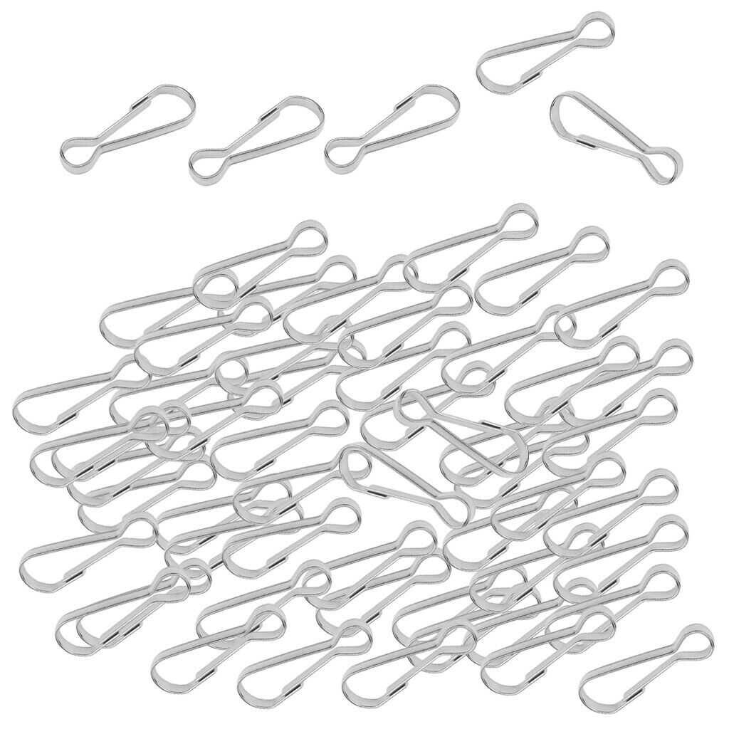 100pcs Stainless Steel Carabiners Spring Snap Clip Outdoor Hardware, 20mm