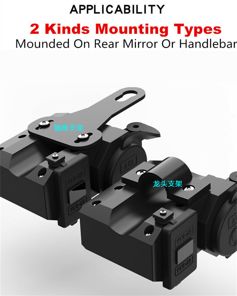 Waterproof Motorcycle Dual USB Charger Outlet Power Socket LED Digital Voltmeter