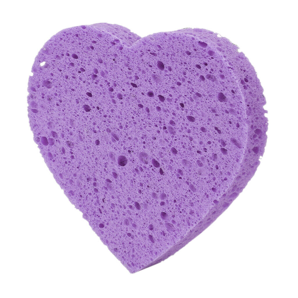 5x Heart Shaped Face Cleansing Sponge Washing Pad Makeup Removal Puff Purple