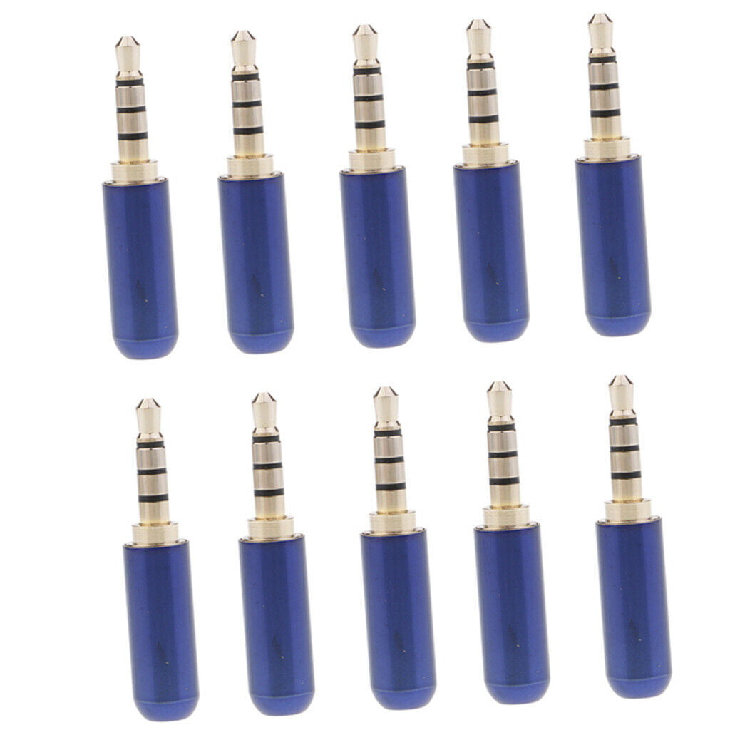 10Piece 3.5mm 4 Pole Male Stereo Jack Adaptor 1/8 Inch Headphones Connector For