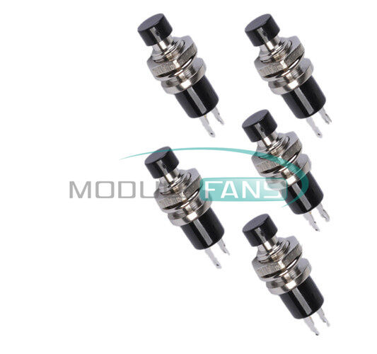 5PCS Mini Push Button Momentary N/O Switch PBS-110 OFF-ON Black